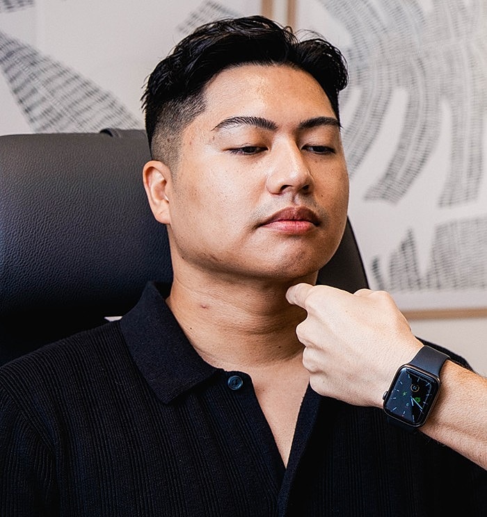 Man receiving skincare treatment or consultation.